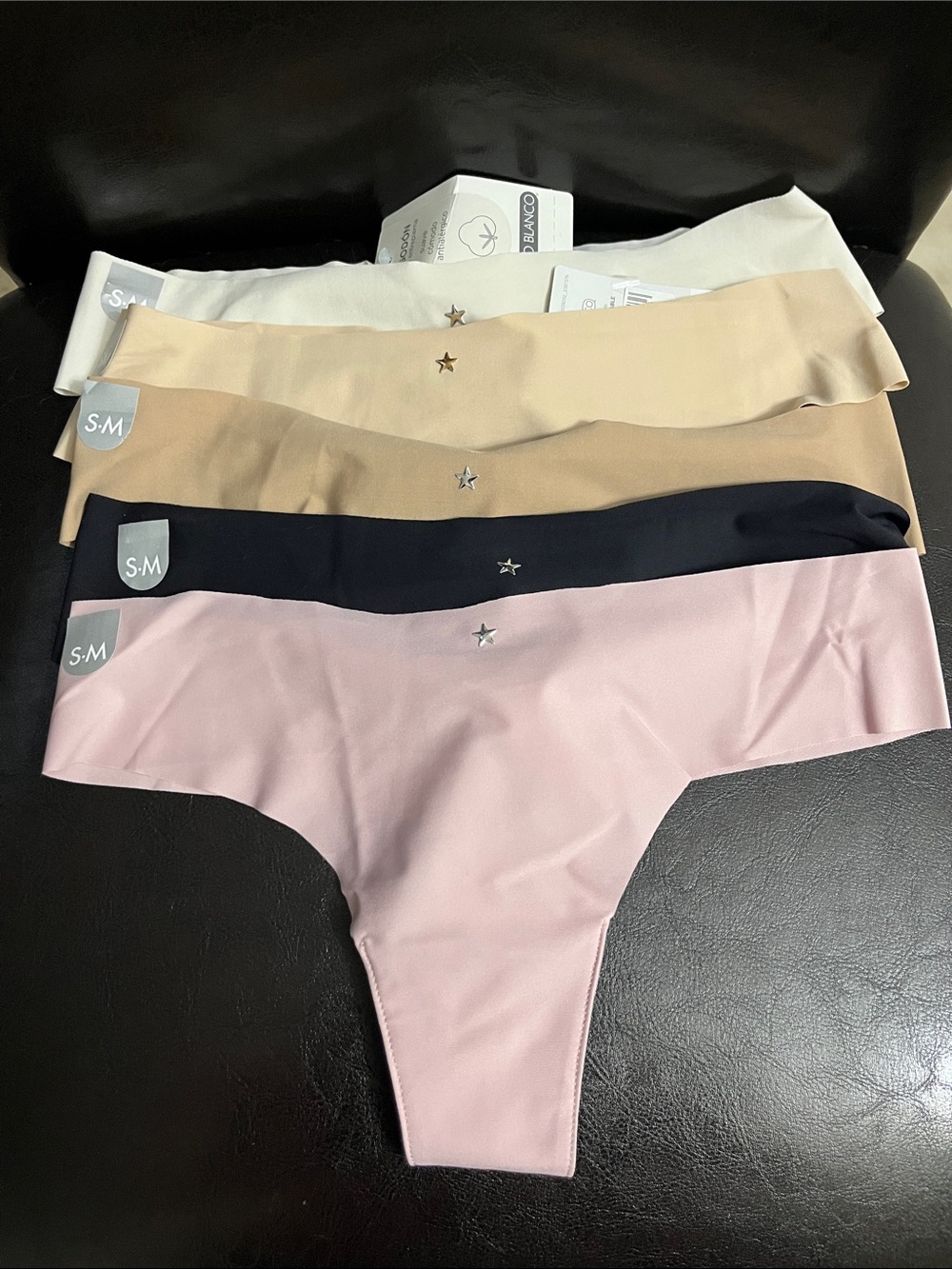 Punto Blanco Thong Pack - Pink, Black, Beige, Cream - S/M